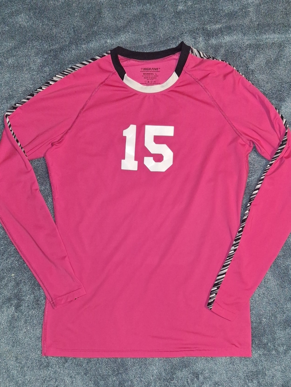 High Five Hot Pink Athletic Long Sleeve-shirt with Number 15